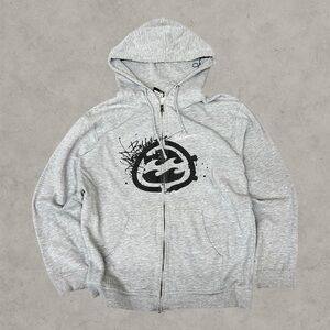 Vintage Billabong Hoodie Mens Medium Gray Y2K Zip Up Surf Surfwear 2000s Grunge